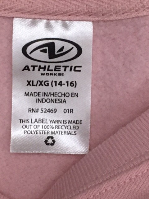 Sweatshirt En Polaire Athletic Works Fille - Taille 2XL (18), Rose à Cœurs Argent, Neuf Avec étiquette