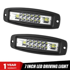 2x 7" Flush Mount LED Work Light Bar Offroad Pods Flood & Spot Beam Bumper Truck