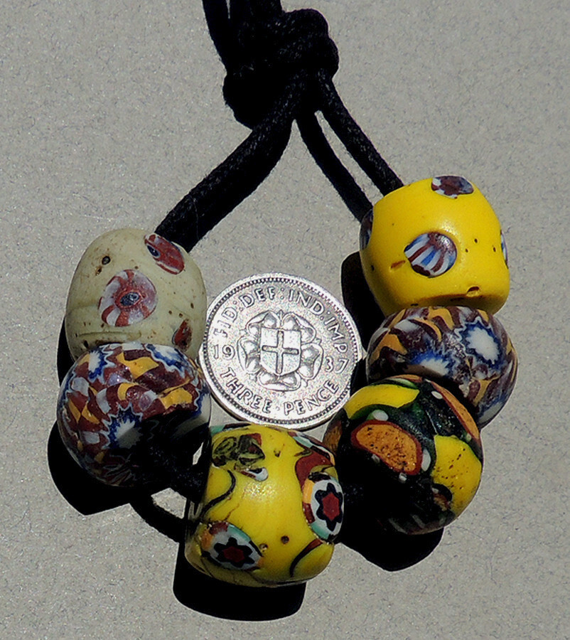 a variety of 6 old antique millefiori african trade beads