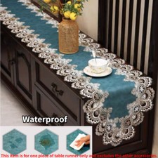 Retro Table Cover Faux Leather Table Runner Lace Trims Home Kitchen Decors DIY