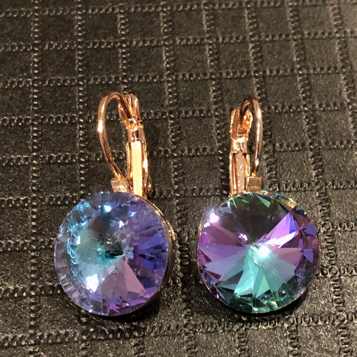 15mm Round Bella Earrings Multicolor Swarovski Crystal 18k Rose Gold Plated