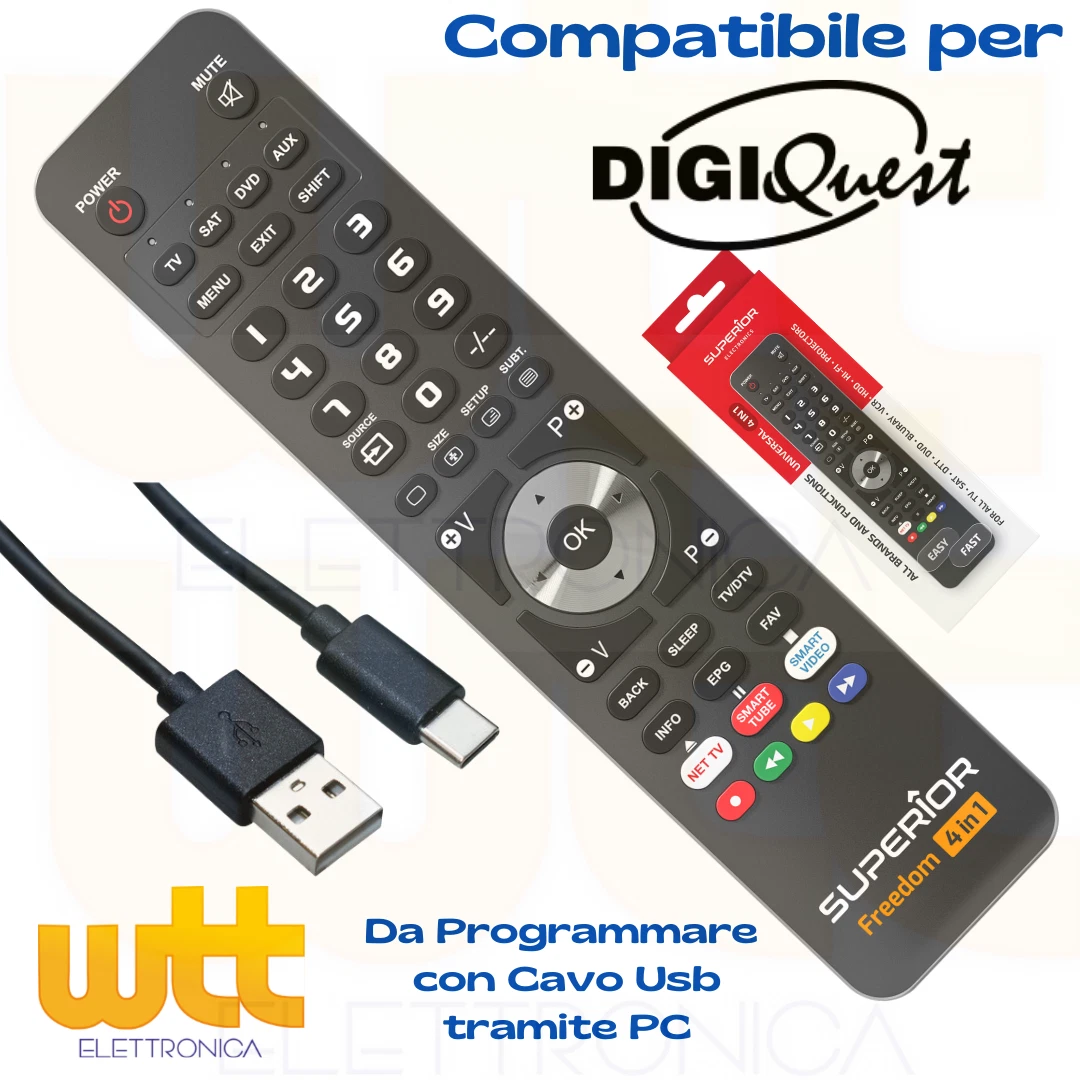 TELECOMANDO ORIGINALE DIGIQUEST VARI MODELLI (TWIN TUNER/TWIN TUNER