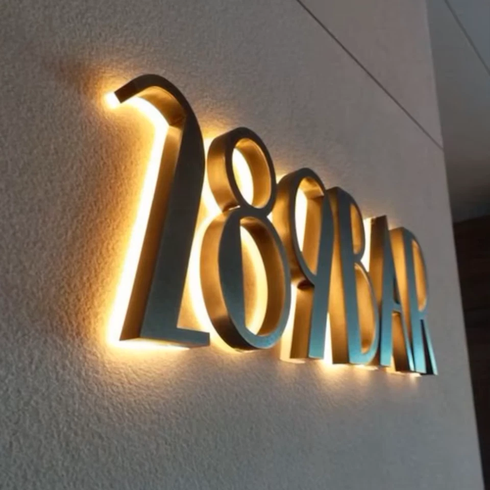 LED House Number Sign 3D Metal Back Lit Letter Stainless Steel Back Illuminated - Image 4 of 4