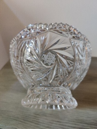 Lead Crystal Glass Bowl 24% Pinwheel Star Pattern Saw Tooth - Picture 4 of 8