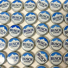 Lot Of 100 Busch Light Beer Bottle Caps No Dents White With Light Blue Sky