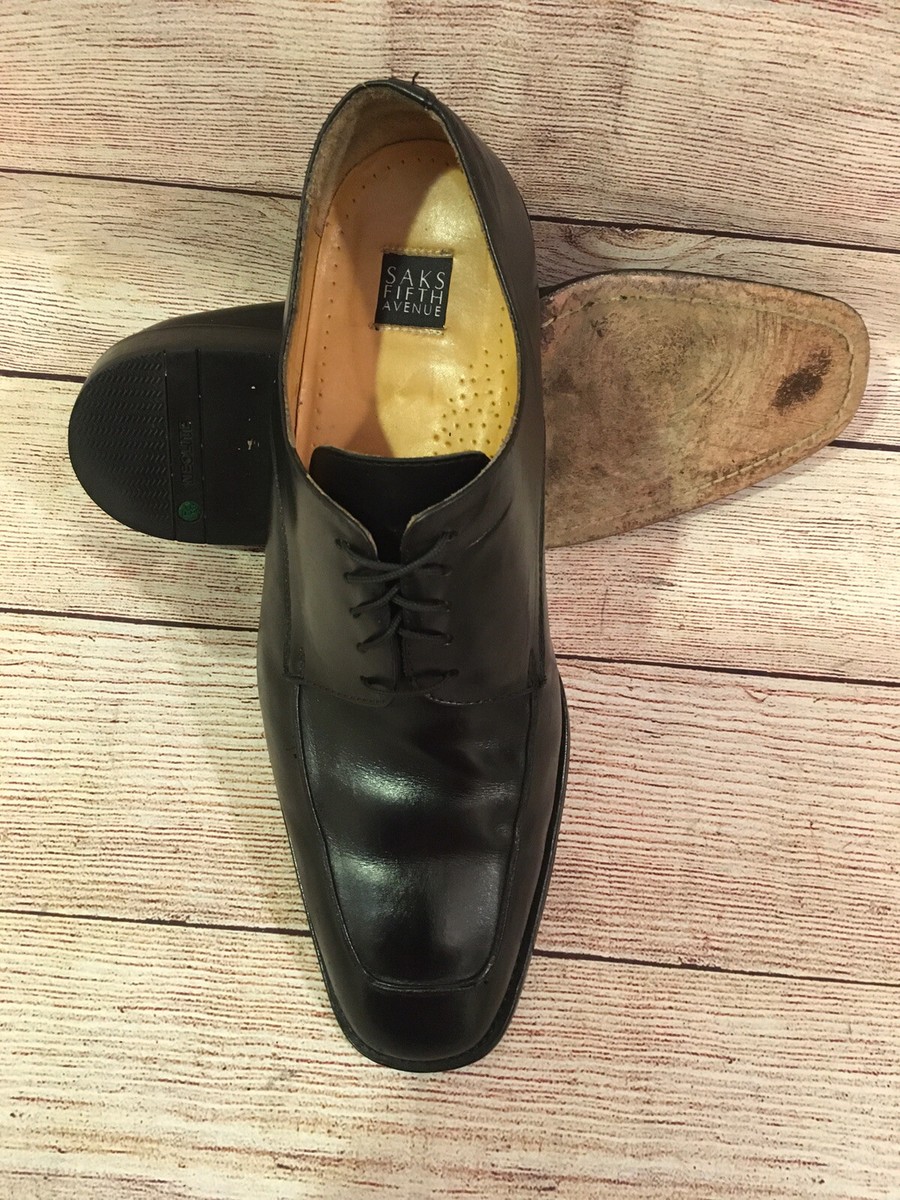 Saks Fifth Ave. Mens Black Leather Oxford Lace Up Shoes Sz. 10.5 M NEW Saks Fifth Ave. Mens Black Leather Oxford Lace Up Shoes Sz  main image 4