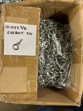 10-24 X 5/8" EYE BOLT with hex nut, Zinc Plated Bag of 50 Pieces