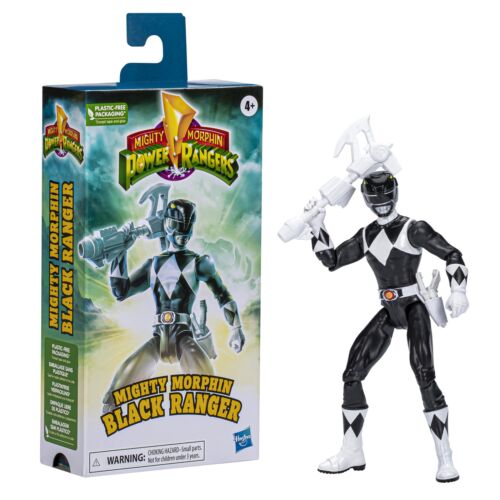 Power Rangers Mighty Morphin Black Ranger 6-Inch Action Figure Toy, Hasbro Super - Picture 1 of 4