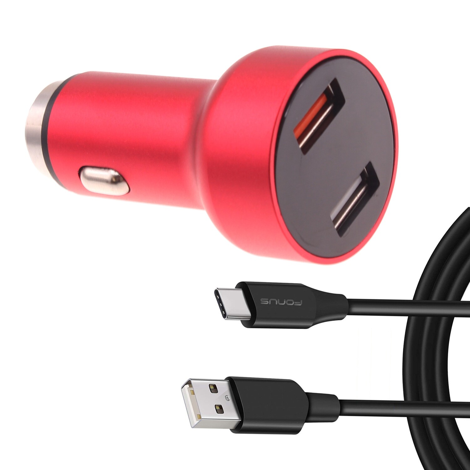 24W 2-Port Fast Car Charger with 6ft USB-C Cable for Samsung Galaxy Z Fold & Flip Models-image