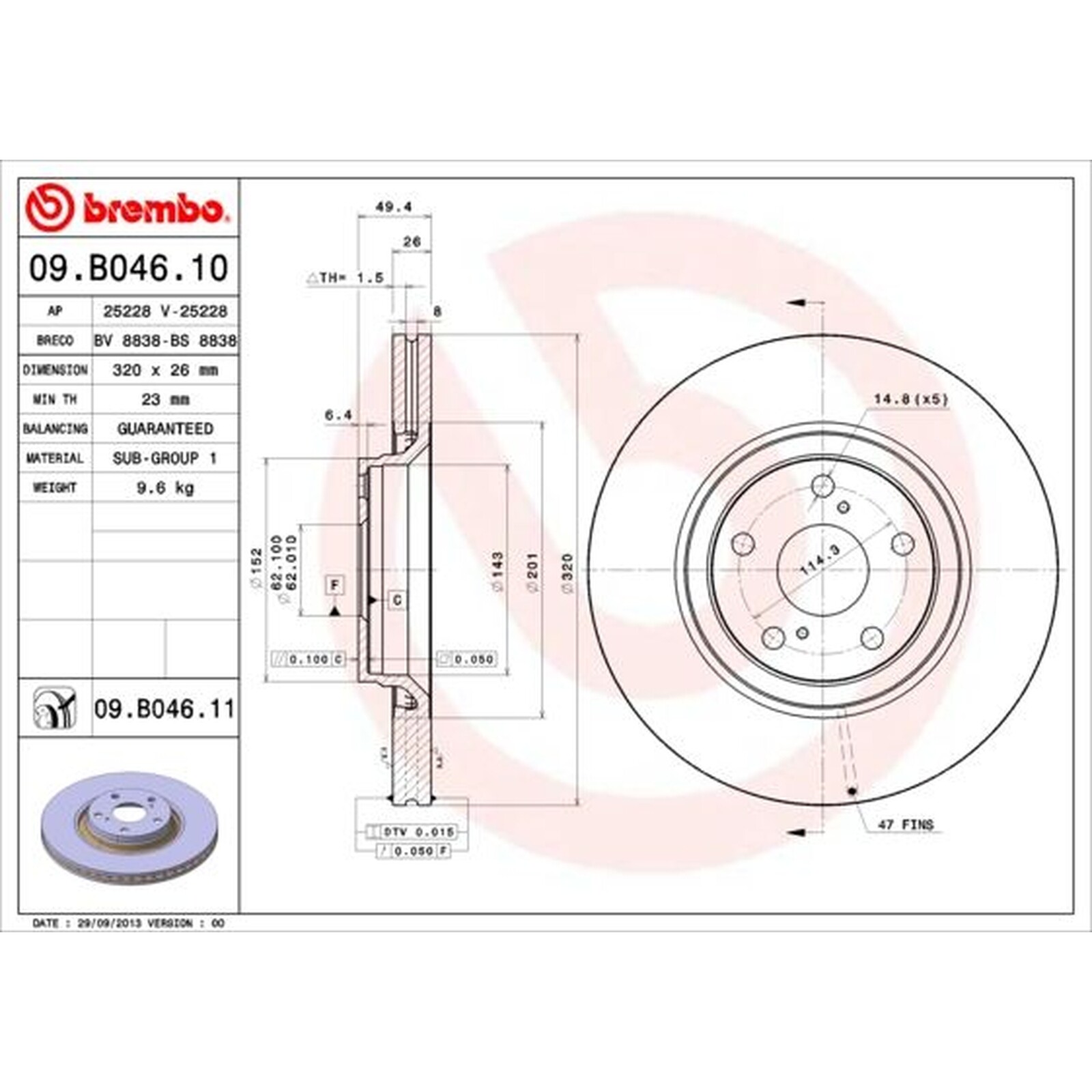 BREMBO UV Coated Brake Disc 09.B046.11