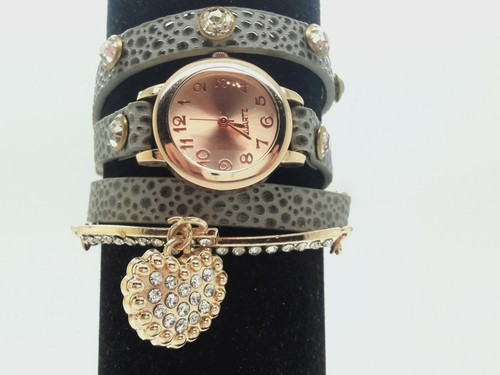 Damen Strass Armband Uhr Retro Wickelarmband aus Leder Damenuhr 300664 - Picture 2 of 7