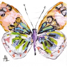 (2) Paper Beverage Napkins for Decoupage/Mixed Media - Farfalla Butterfly