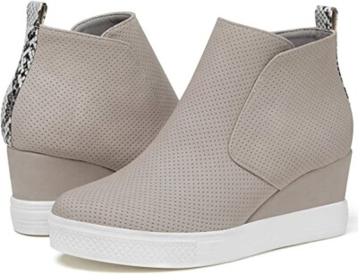 katliu Women's Wedge Sneakers Platform Wedge Shoes Animal Print Booties Grey 7.5