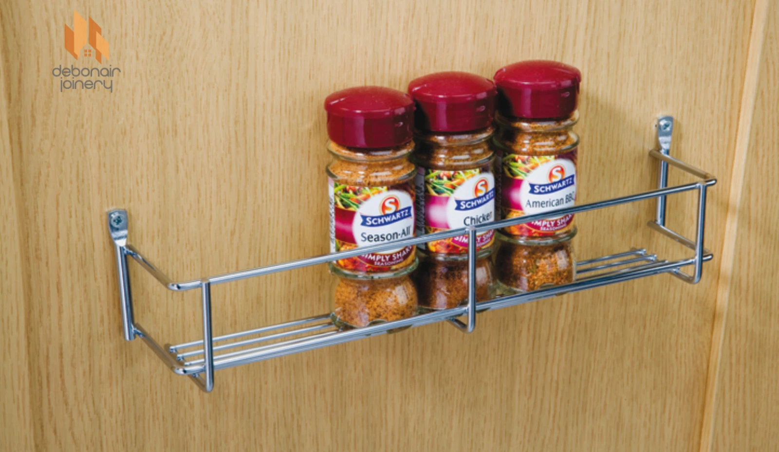 Hafele Chrome Linear One Tier Door Spice & Packet Rack