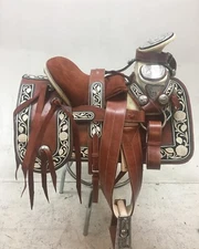 Montura Charra Pitiada Original con fuste y Herrage plateado 100% Piel