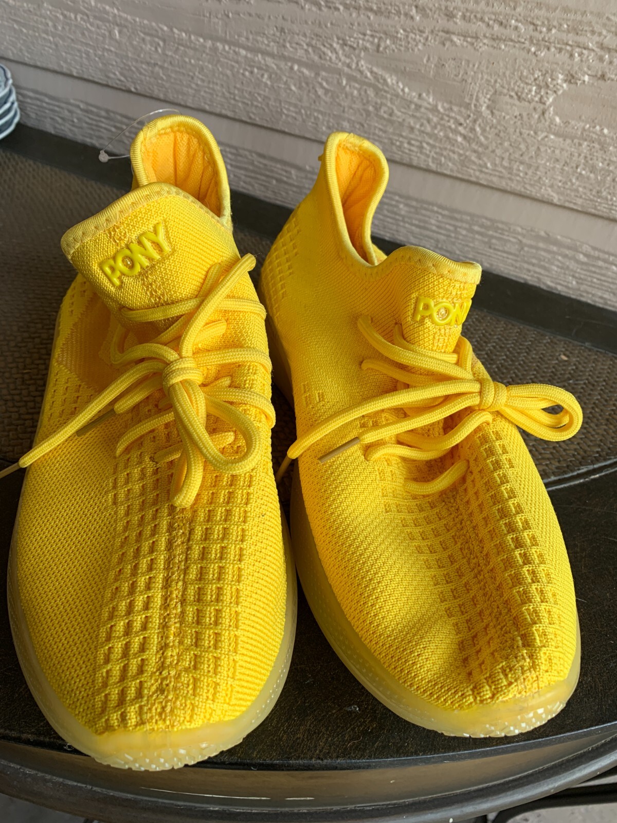 NUOVISSIME scarpe da donna gialle neon pony PP2 base lavorate a maglia misura 9 5M