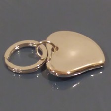 Solid Heart Silver Color Keychain Polished Nickel Plated 1.75 x 2.5" Engravable