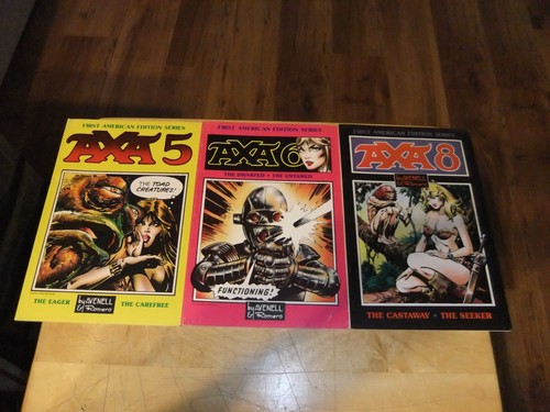 VTG LOT OF 3 1980'S AXA SERIES #5,6,8 FINE TO VF COND ROMERO ADULT COMIC B+W