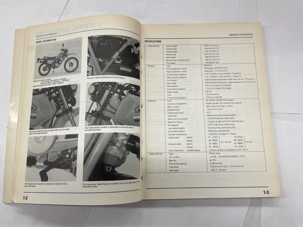 OEM 1985 HONDA XL 125S OEM SHOP SERVICE MANUAL WITH SET UP