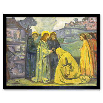 Holzel Christus und die Kananeaner Bibel Gemälde Kunstdruck gerahmt 12x16