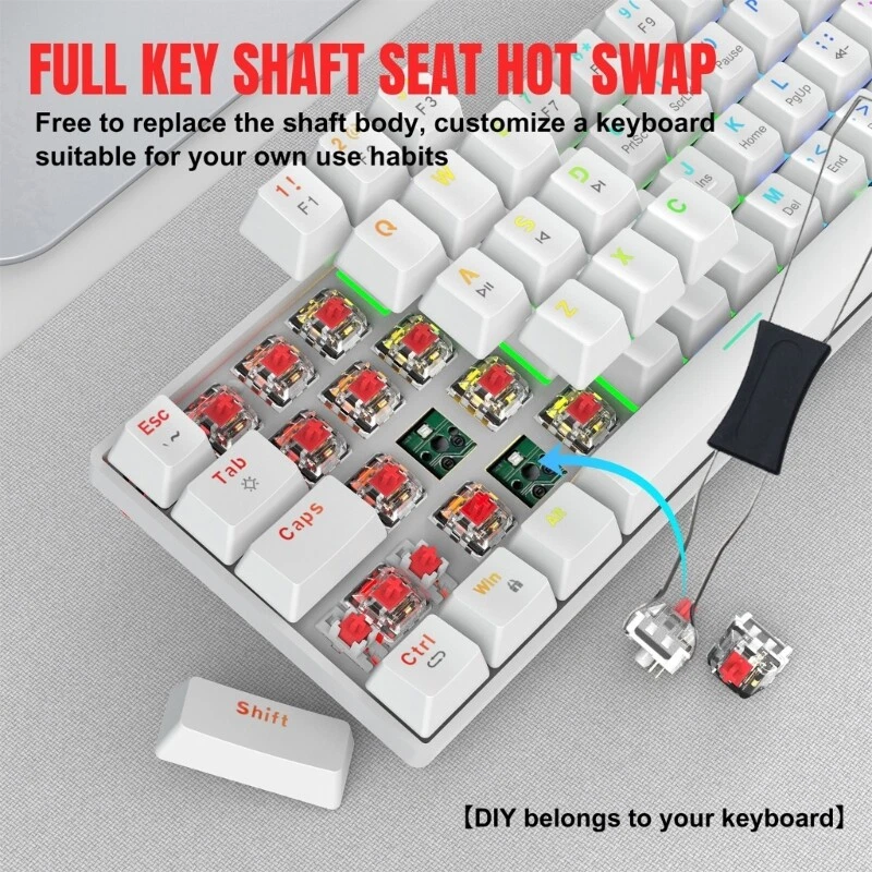 V900 61-Key Mechanical Keyboard with RGB Lighting and Hot-Swappable Keypad