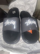 Nike X Stussy Benassi Slides Black BLK Size 8 Men, 9.5 Women CW2787 001 spridon