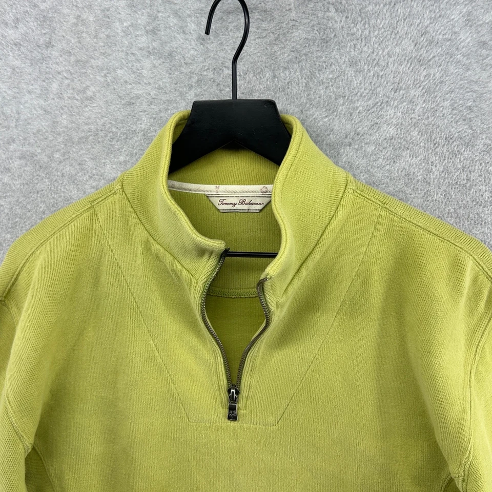 Tommy Bahama Sweater Women's Size Medium Green Long Sleeve 1/4 Zip Cotton - Image 4 of 4