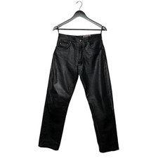 Vintage 90's Heavy Leather Biker Jeans Motorcycle Pants Size 30 Black