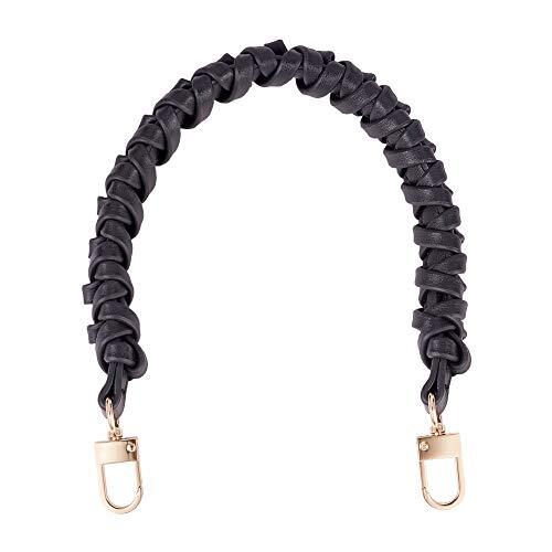 "Braided Imitation Leather Replacement Handles 17\" Black Strap+golden Clasp"