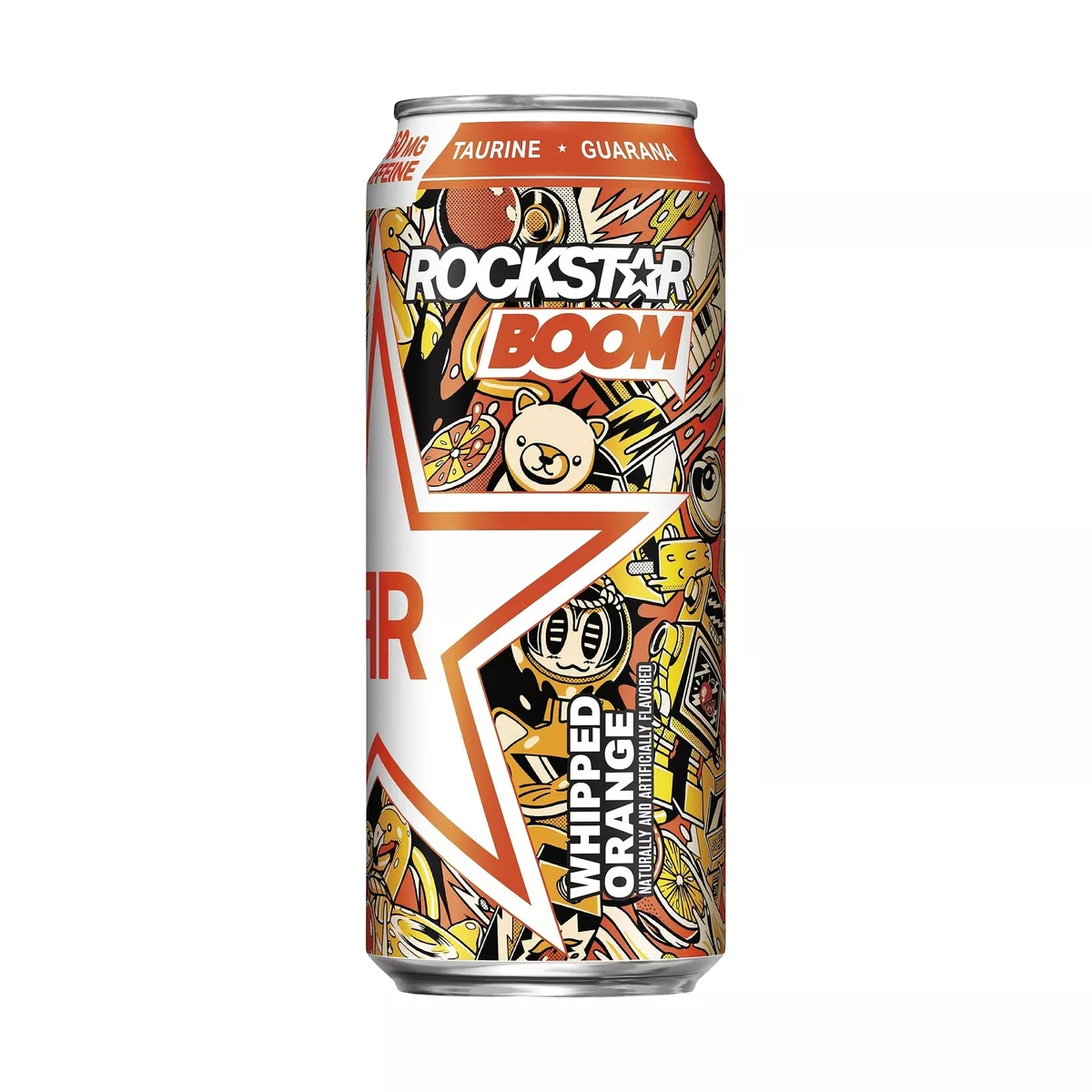 Rockstar Energy Drinks Refreshing Boom Whipped Orange Flavor 16 Oz