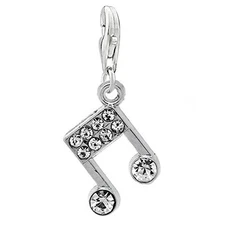 Musical Note Charm for European Clip on Jewelry w/ Lobster Clasp