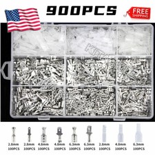 900X Spade Electrical Wire Connectors Male Female Crimp Terminals 2.8/4.8/6.3mm