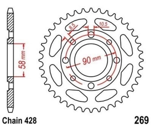 Roue à Chaîne 49 Dents 428 Contre l'Usure de Transmission Honda CG 125 de 1988-2000