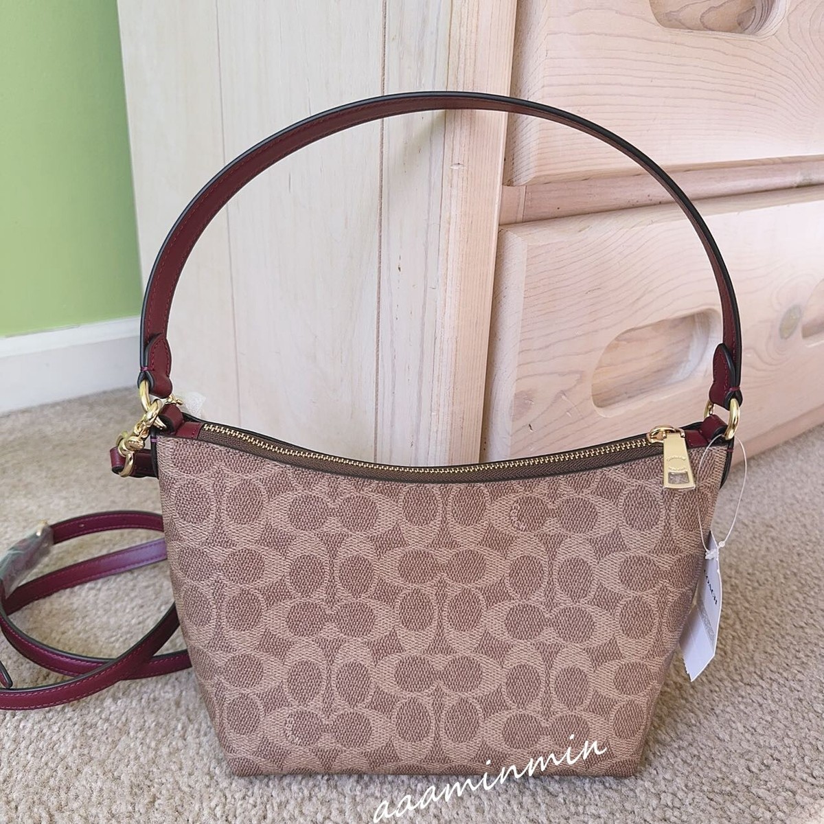NWT COACH Zip Top Shoulder Bag Signature Canvas CX588 | eBay