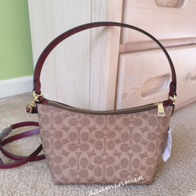 NWT COACH Zip Top Shoulder Bag Signature Canvas CX588 | eBay