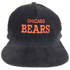 Vintage Chicago Bears Cap Corduroy Hat Color Block Script Logo Snapback Football