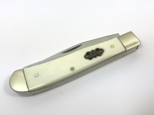 Steel Warrior Trapper Pocket Knife Smooth White BONE 2 Blade + Box 8561-S - Picture 4 of 5