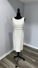 Kasper Dress size 4 suit separates white silver metallic sheath sleeveless
