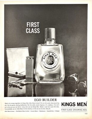 Kings Men Cologne After Shave Ego Builder World's Best 1962 Vtg Mag Print Ad