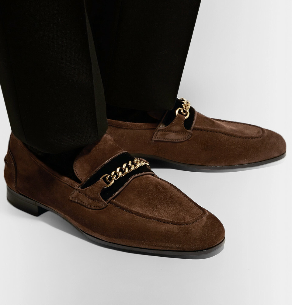 Tom Ford Wilton Tan Suede Chain-Detail Loafers Size 12 see pics for cond! Tom Ford Wilton Chain-Embellished Suede Loafers J1172T  main image 3