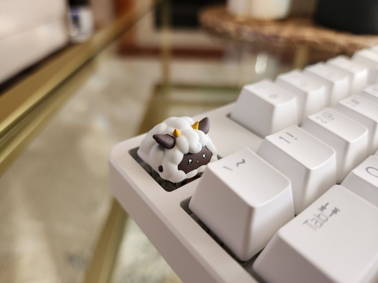 Palworld Lamball Keycap - Hand Painted, Cute Keycap Designs, Cherry MX