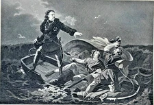 PETER THE GREAT CROSSING NEVA -  1894 Best Men and Famous Women Engraving Print