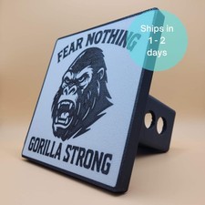 Gorilla Fear Nothing Trailer Hitch Cover. Fits 2 Inch Receiver. Made In Usa Gorilla Fear Nothing Trailer Hitch Cover. Fits 2 Inch Receiver. Made In Usa