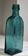 Pontil Age Bottle GW Merchant Lockport NY 1860s Crude Deep Emerald 
