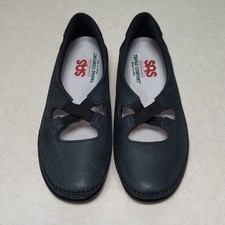 SAS Crissy Slip On Mocassin Tripad Slip-On Nero Dark Gray Leather Shoes Size 9M