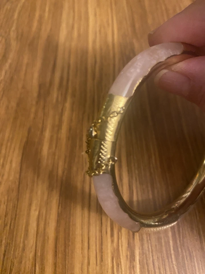Pink Quartz-10k Gold Plate Bracelet-Unmarked But Acid-Tested 10k-Slight Magnetic - Image 3 of 3