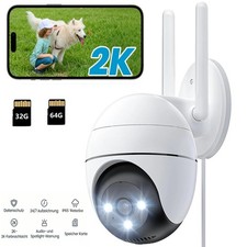 2K 360° 2er Überwachungskamera Outdoor WiFi CCTV Wireless System Nachsicht PIR