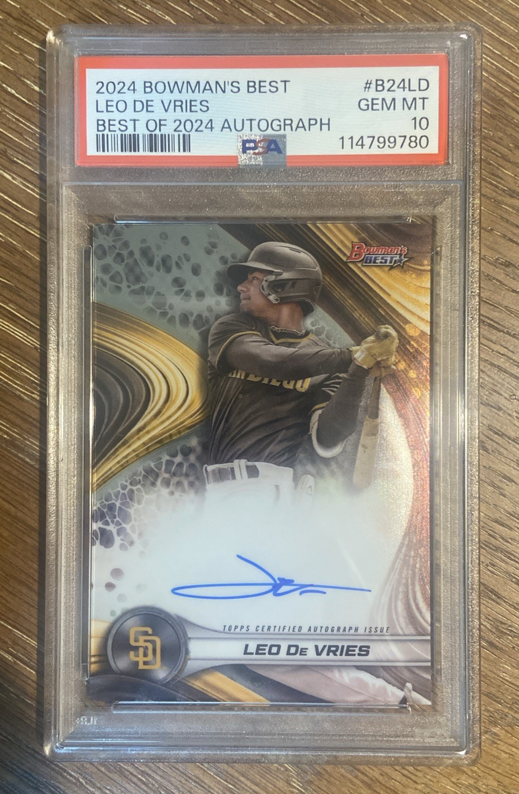 2024 Bowman’s Best Leo De Vries Best of 2024 Auto Prospect PSA 10 Padres