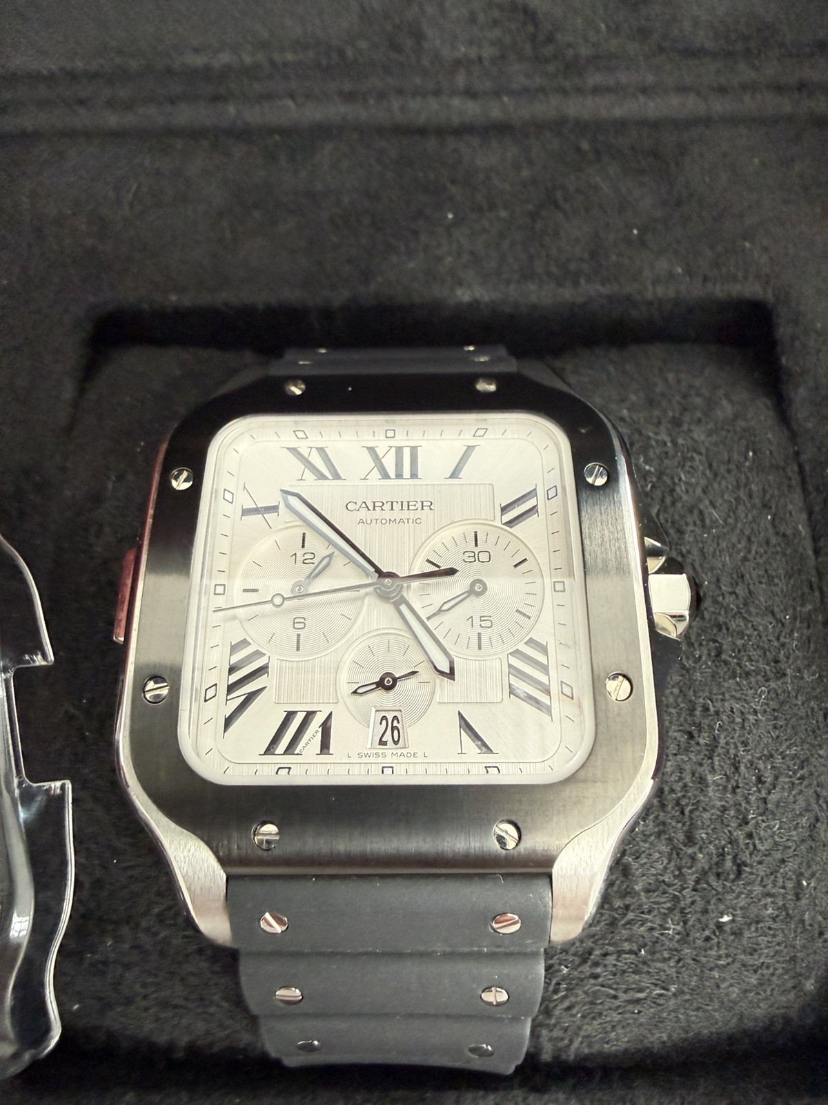 Cartier Santos De Cartier Steel Watch 41mm, All Boxes & Papers & Both Straps