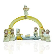 Gesar Presepe Natalizio Con Capanna in Ceramica - Set 11 Pezzi Presepe in Cerami